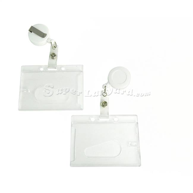  Clear/frost dual Id card holder with a white badge reel-DBH016R-WHT 