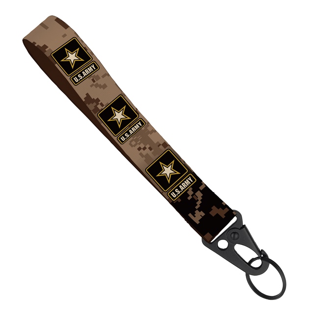  Personalized black sling snap hook wrist lanyard - 1 inch heat transfer printing - KRD0807N 