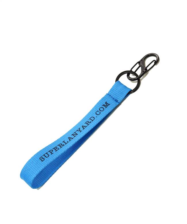  3/4 inch Personalized wrist lanyard attached split ring with dual carabiner-screen printing-KRP0612N 