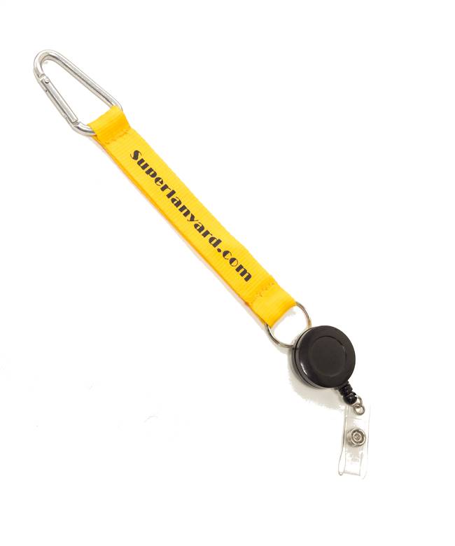 3/4 inch Custom short lanyard attached split ring with badge reel and lobster clasp hook-screen printing-KRP06R1N 
