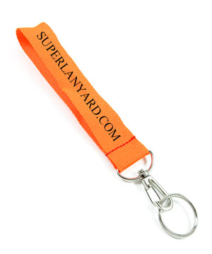  1 inch Customized wrist lanyard attached wire gate snap hook with keyring-screen printing-KRP0810N 