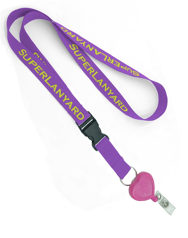 Custom Retractable Id Lanyard  3/4 inch custom screen printing lanyard  strap attached keyring with a ID badge reel and a detachable buckle-LHP06R1N