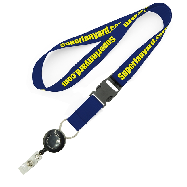 Personalized Retractable Id Lanyard  1 inch custom screen printing lanyard  strap attached keyring with a ID badge reel and a release buckle-LHP08R1N