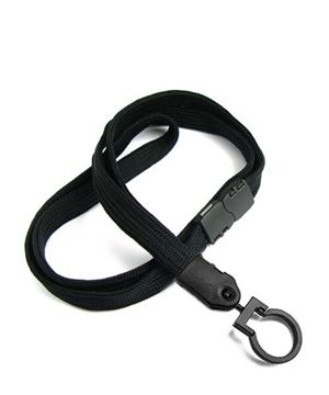 Black Lanyards | 3/8 inch black breakaway lanyard with a plastic ...