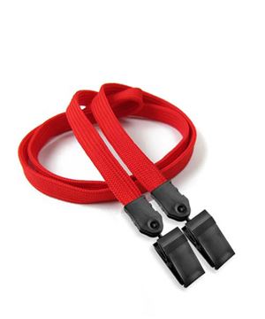 3/8 inch Hot Pink Double Clip Lanyard Attached Plastic Clip On Strap Each end-blank-LNB324NHPK