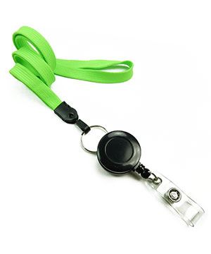 3/8 inch Green Badge Reel Lanyard Attached Split Ring with Retractable ID reel-blank-LNB32RNGRN