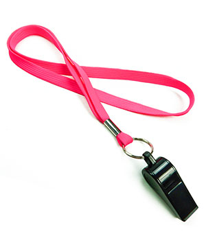  3/8 inch Hot pink sports lanyard attached keyring with whistleblankLRB32WNHPK 